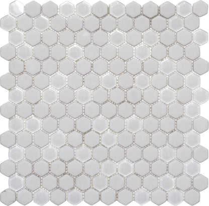 Cotton White 12x12 Matte Glossy Hexagon Recycled Glass Mosaic Tile (5 pack, 4.92 sq ft/case)
