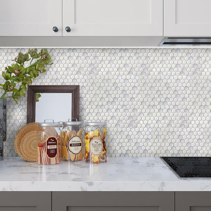 Cotton White 12x12 Matte Glossy Hexagon Recycled Glass Mosaic Tile (5 pack, 4.92 sq ft/case)