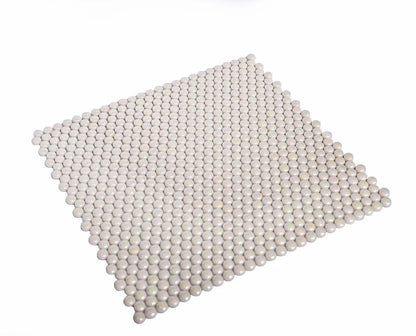 Parchment White 12x12 Glossy Iridescent Penny Round Recycled Glass Mosaic Tile (10 pack, 11.11 sq ft/case)