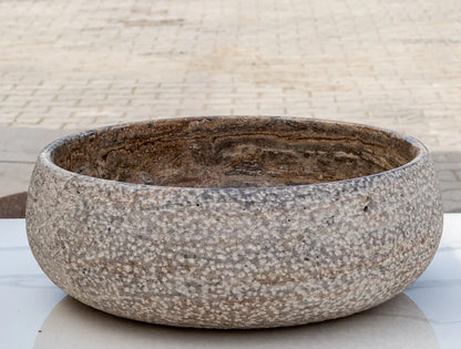 Valencia Travertine Above Vanity Bathroom Sink Rustic Sand-blasted (D)16" (H)6" side view