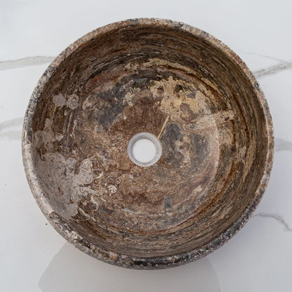 Valencia Travertine Above Vanity Bathroom Sink Rustic Sand-blasted (D)16" (H)6" top view