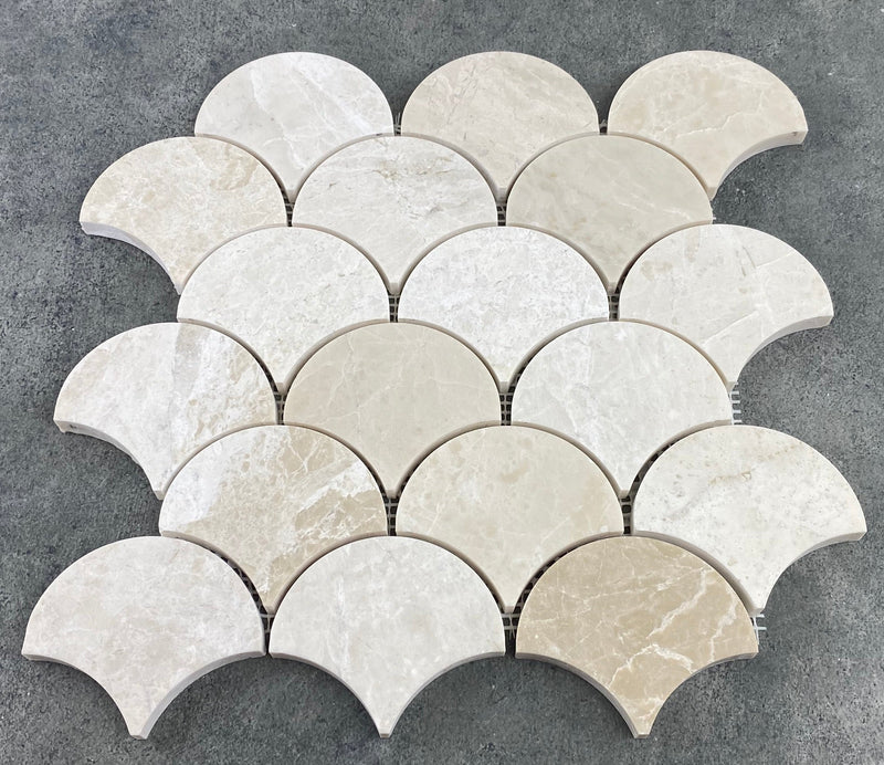 Vanilla Beige Marble Laguna on 12" x 12" Mesh Mosaic Tile