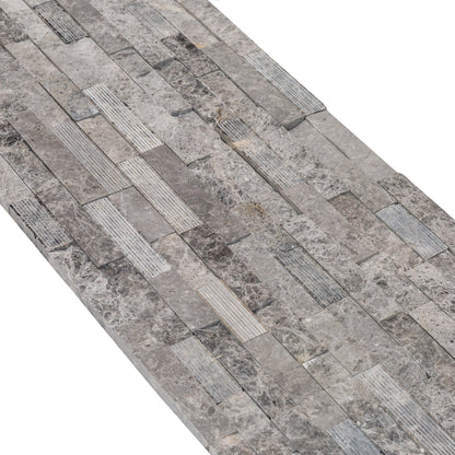 Ventana Gray Ledger 3D Panel 6"x24" Multi Surface Natural Marble Wall Tile