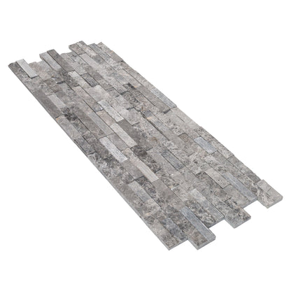 Ventana Gray Ledger 3D Panel 6"x24" Multi Surface Natural Marble Wall Tile