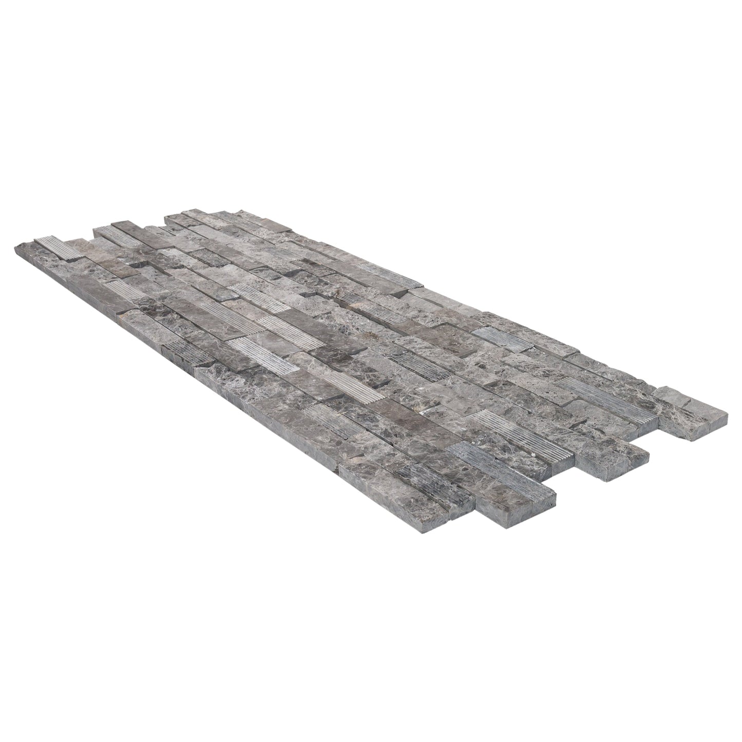 Ventana Gray Ledger 3D Panel 6"x24" Multi Surface Natural Marble Wall Tile