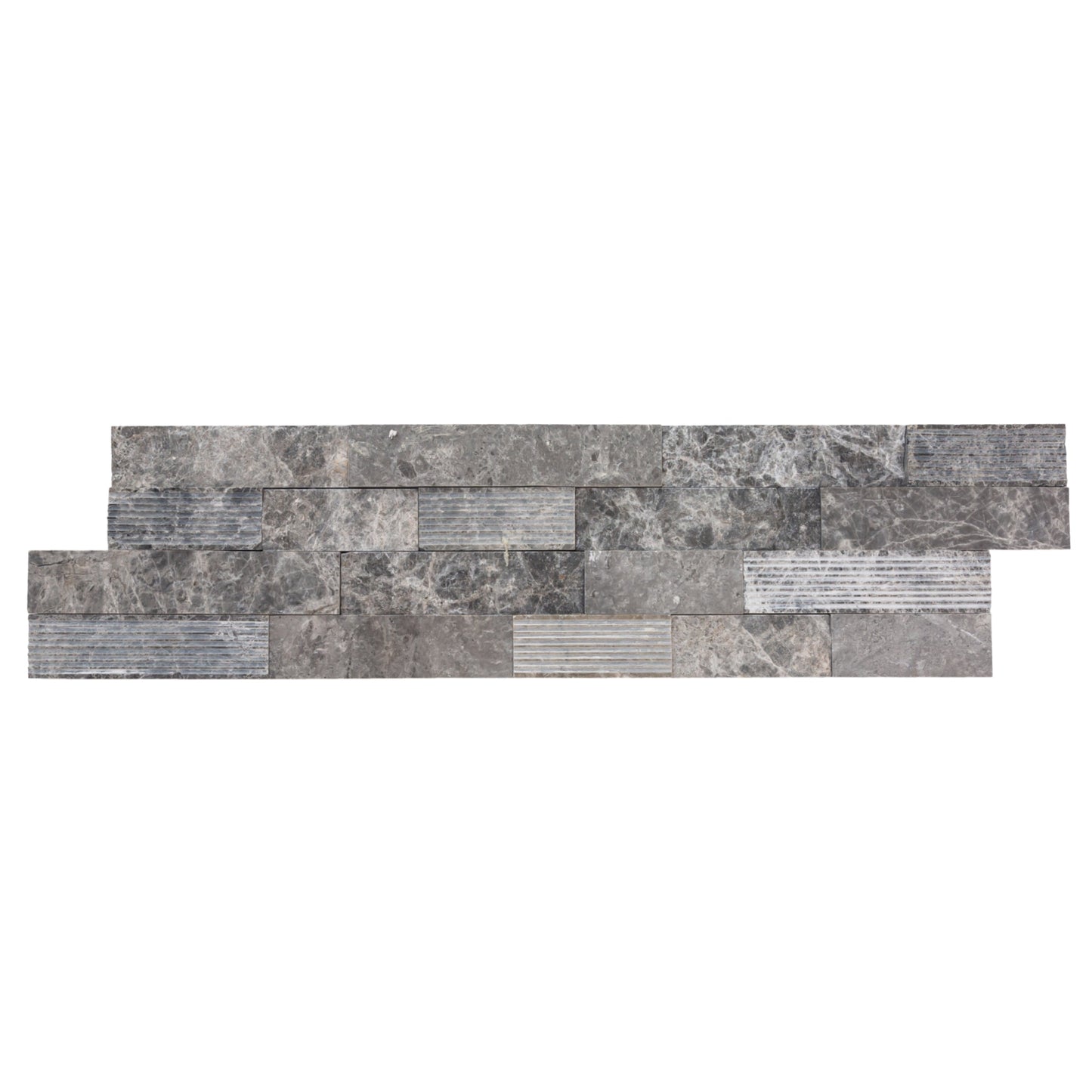 Ventana Gray Ledger 3D Panel 6"x24" Multi Surface Natural Marble Wall Tile