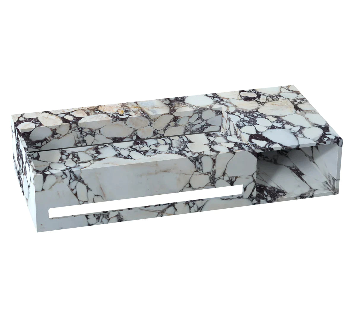 Calacatta Viola Marble Wall-mount Bathroom Sink Hidden Drain with Towel Holder and Shelf (W)18" (L)60" (H)8"