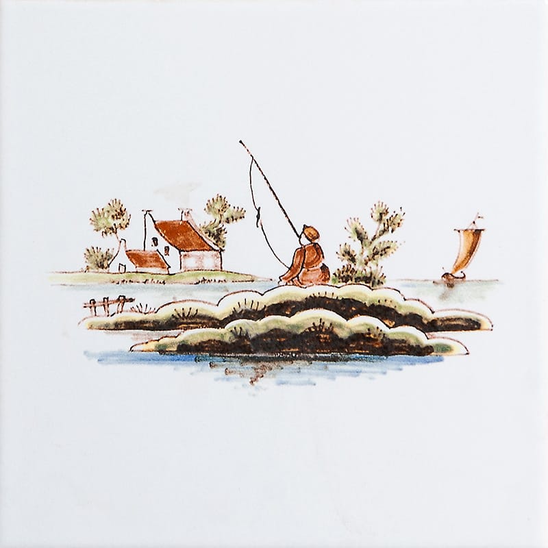 Day Off Glazed Delft Ceramic Tile