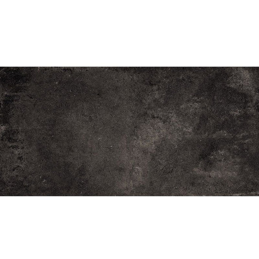 Weathered Black Matte Concrete Look Porcelain Tile