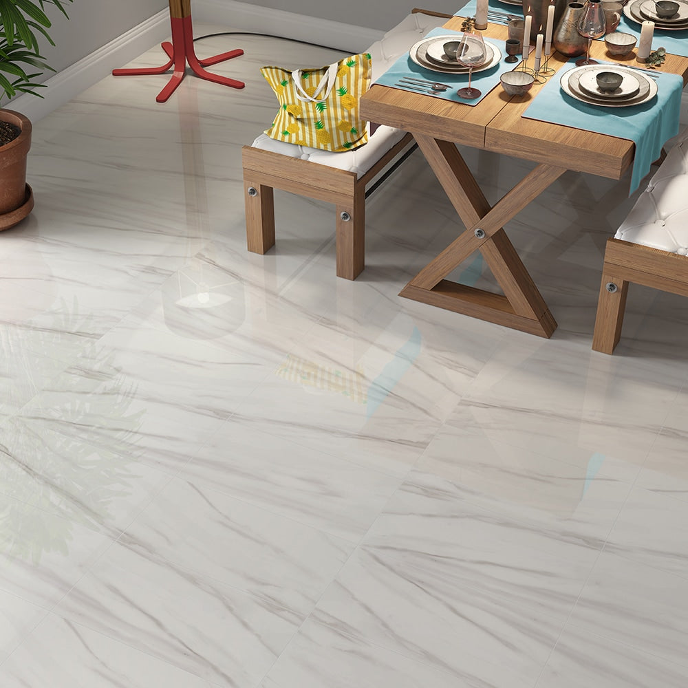 Carrara Venato Semi Polished Marble Look Porcelain Tile