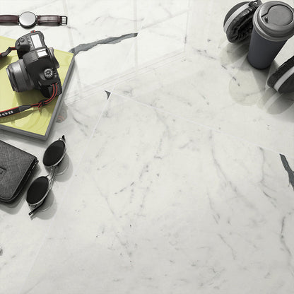 Bianco S Polished Marble Look Porcelain Tile