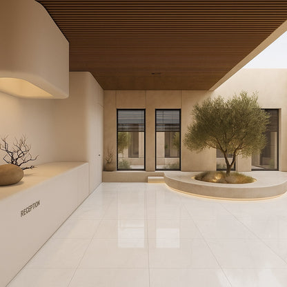 Crystal White Polished Marble Look Porcelain Tile