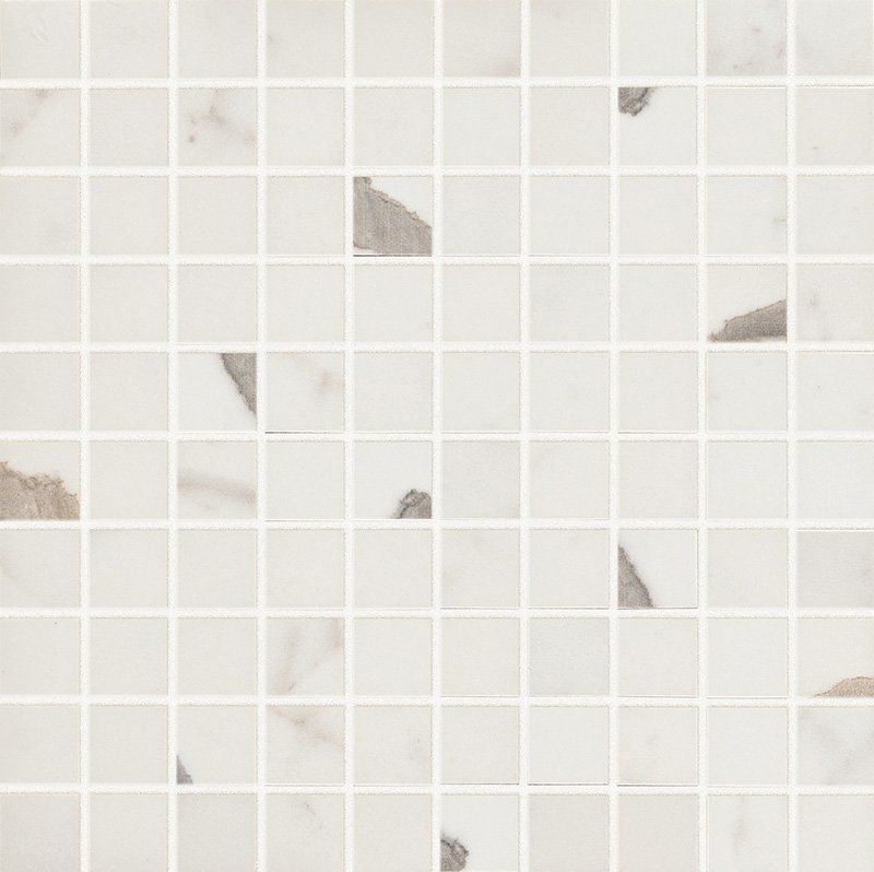 Bianco Statuario Gloss 1x1 Marble Look Porcelain Mosaic