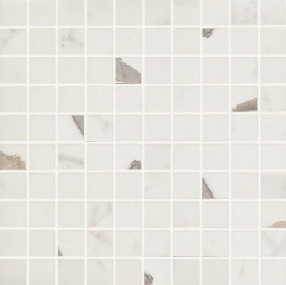 Bianco Statuario Gloss 1x1 Marble Look Porcelain Mosaic
