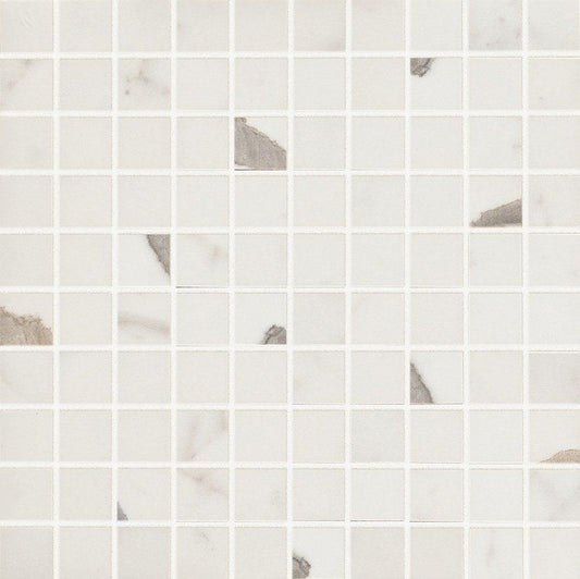 Bianco Statuario Gloss 1x1 Marble Look Porcelain Mosaic