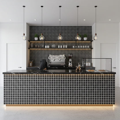 Gray Stone Gloss 1x1 Marble Look Porcelain Mosaic