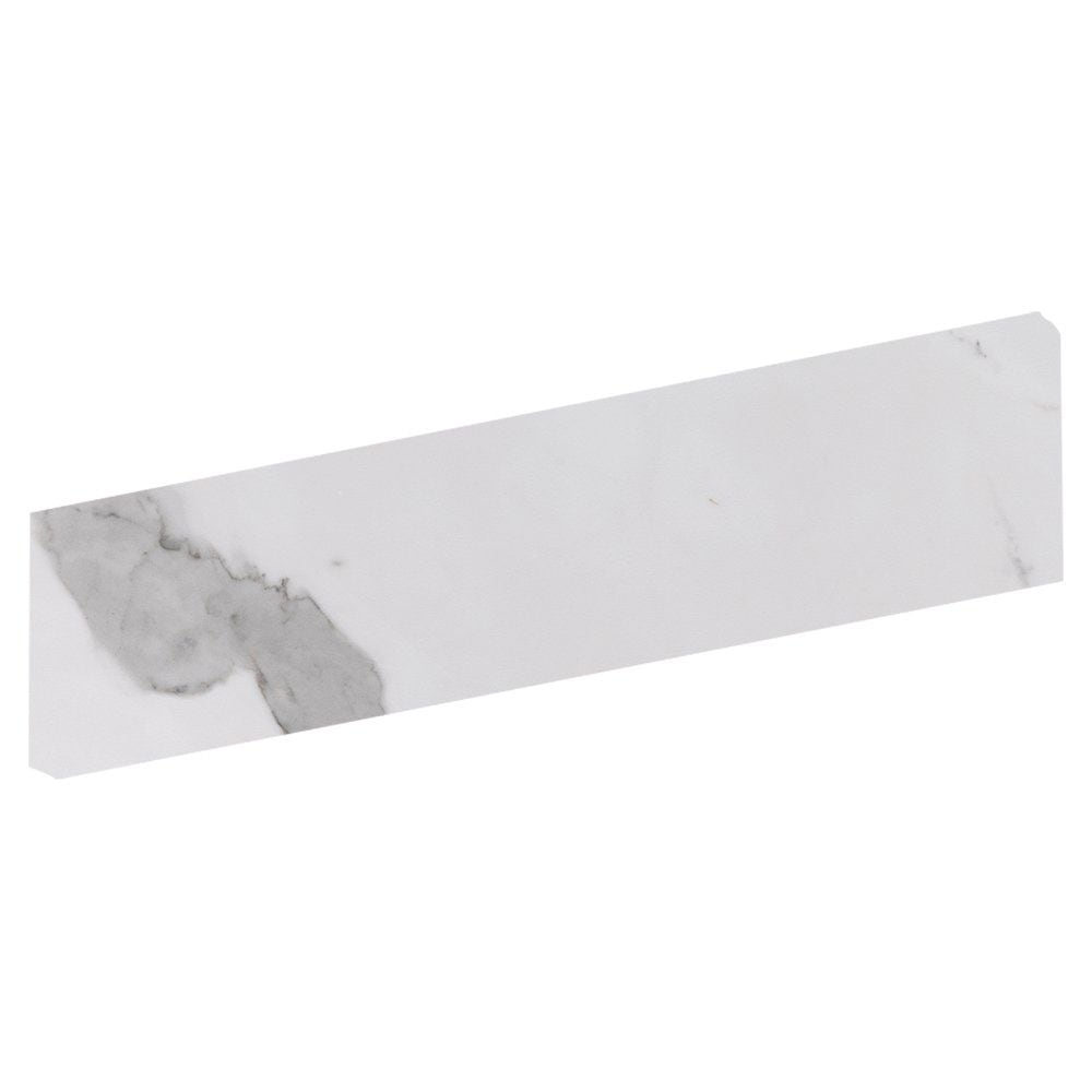 Calacatta Bright Polished Bullnose Marble Look Porcelain Base