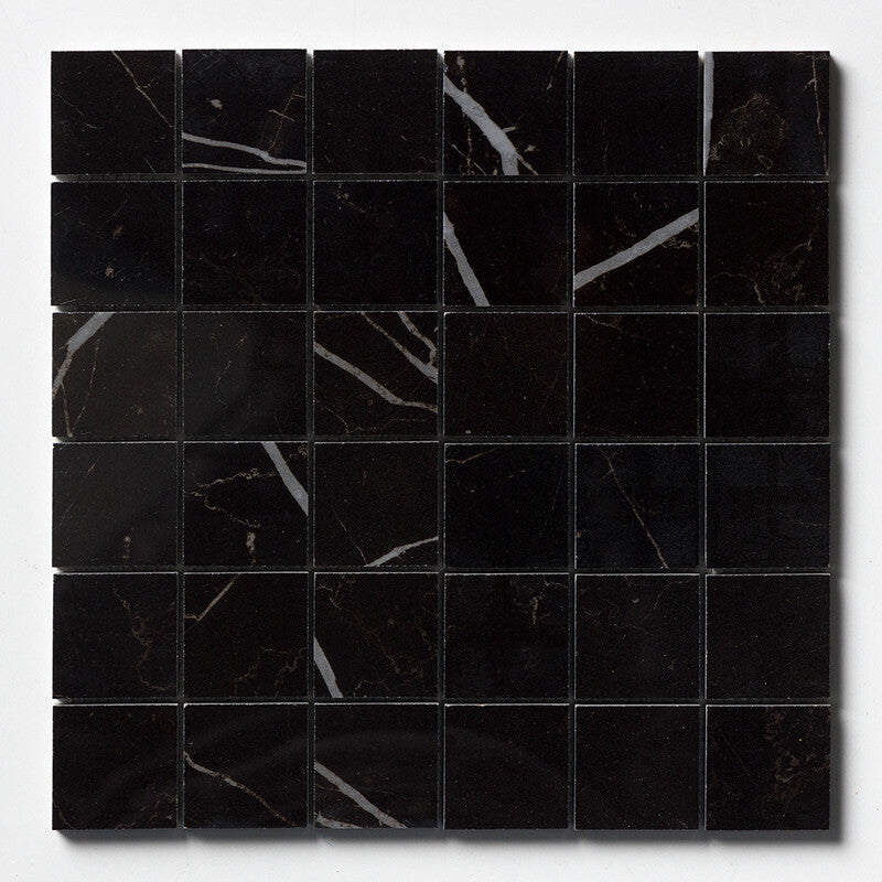 Marquina Nero Polished 2x2 Porcelain Mosaic
