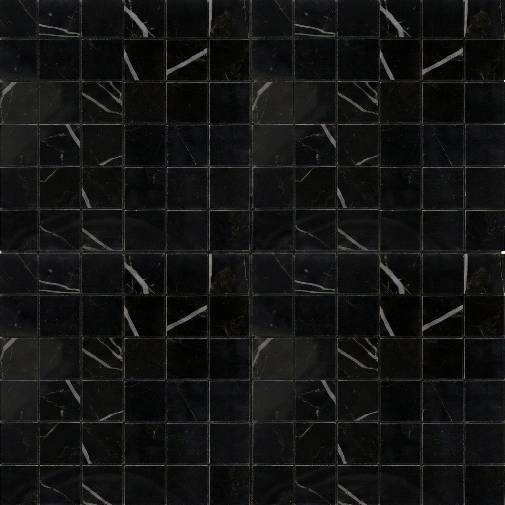 Marquina Nero Polished 2x2 Porcelain Mosaic