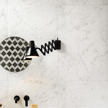 Carrara Blanco Polished Marble Look Porcelain Tile