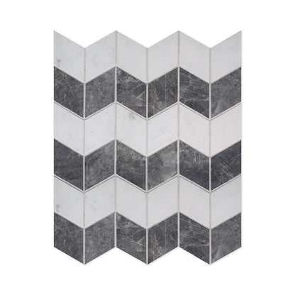 Carrara Blanco Polished Zig-zag Marble Look Porcelain Mosaic