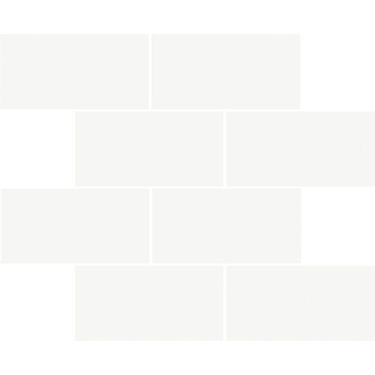 Blanco Marjinal Polished 3x6 Brick Staggered Marble Look Porcelain Mosaic