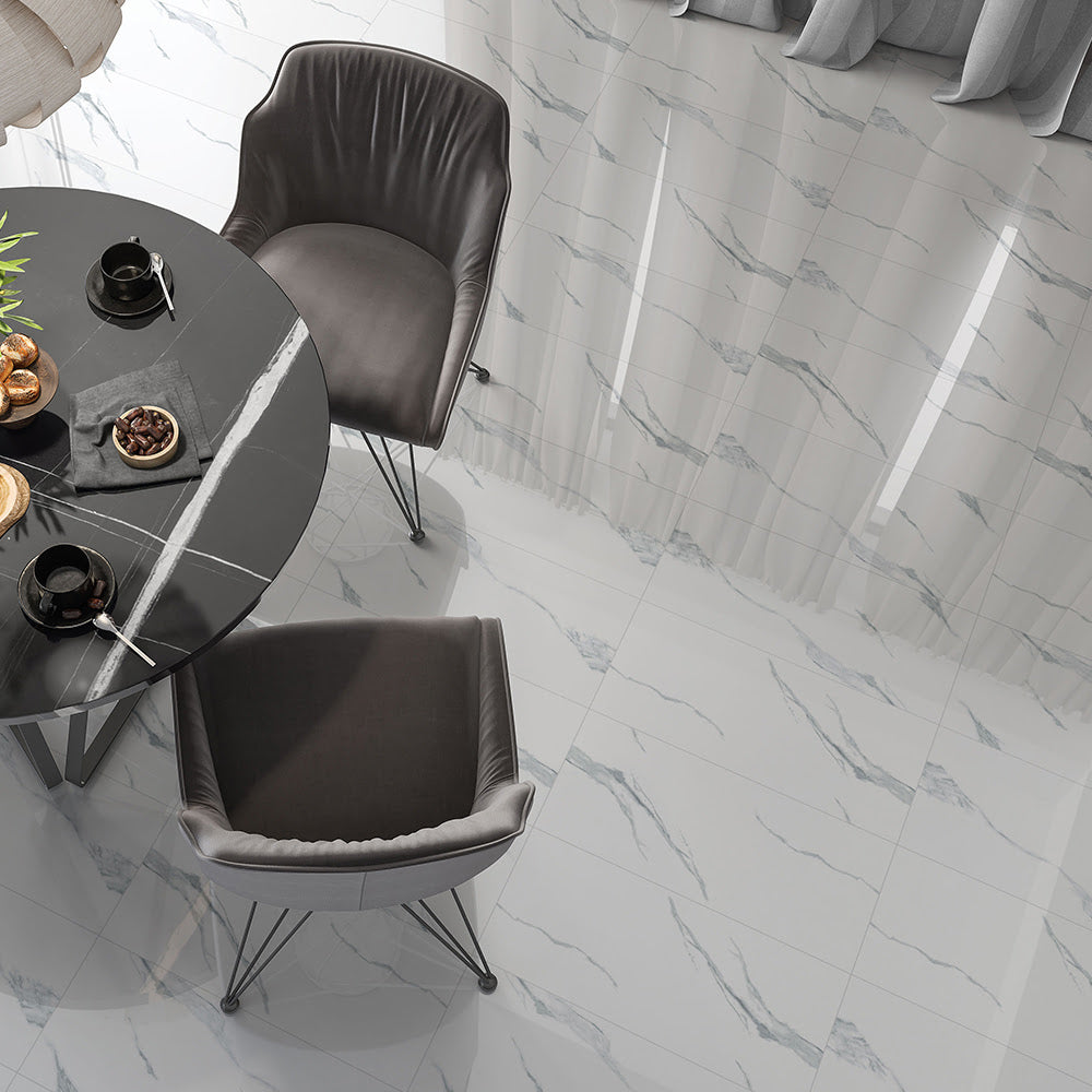 Estatuario Polished Marble Look Porcelain Tile