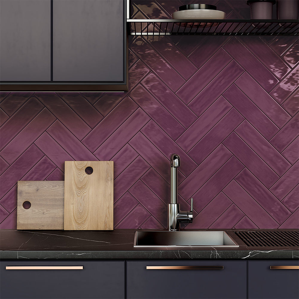 Roca Flow Burgundy Polished Ceramic Tile