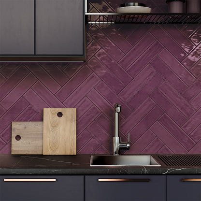 Roca Flow Burgundy Polished Ceramic Tile