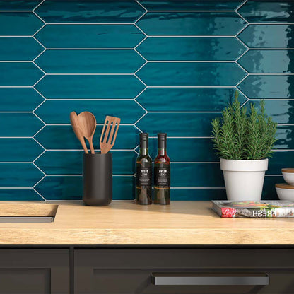 Roca Flow Peacock Green Polished Ceramic Tile