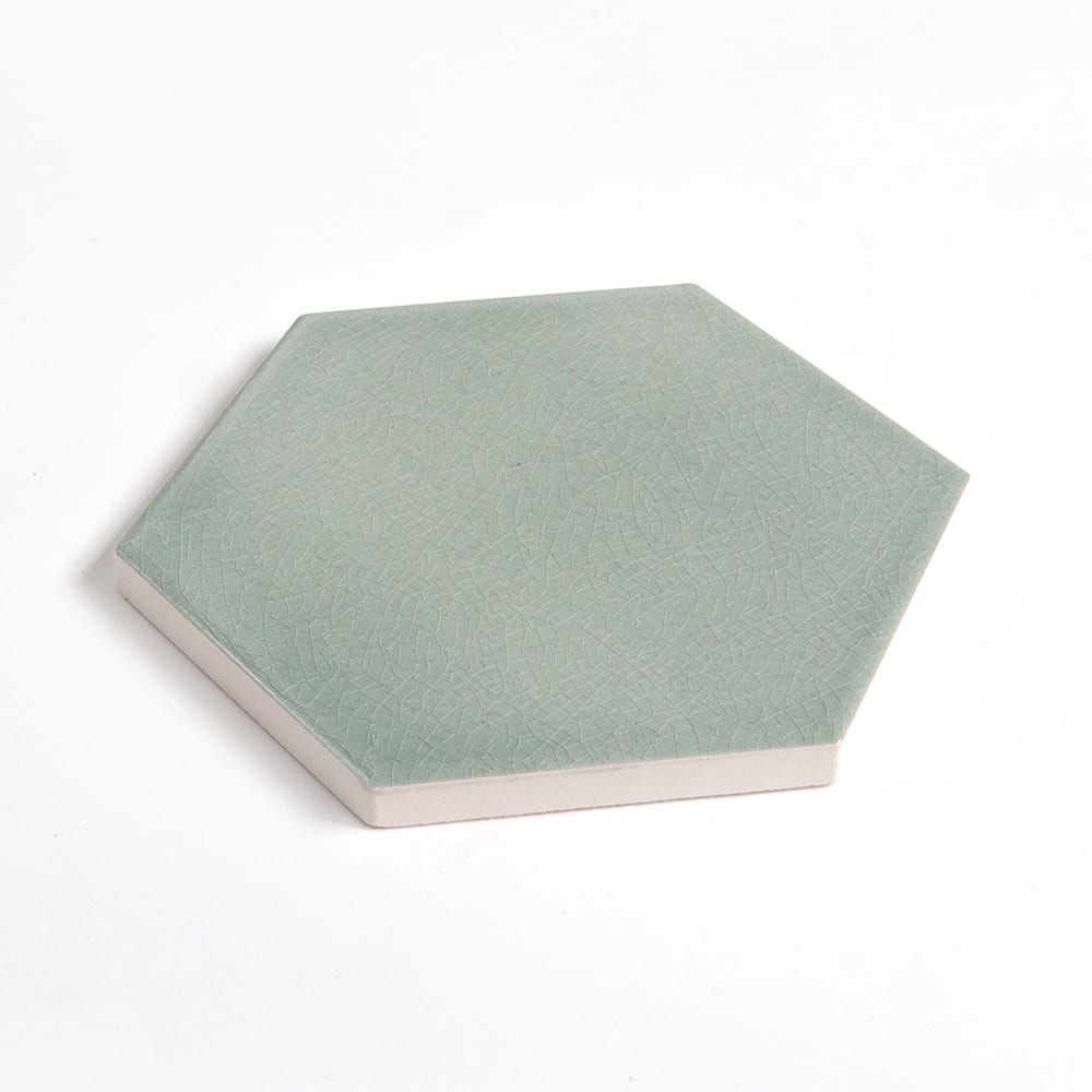 Verdant Crackled Hexagon 5 Ceramic Tile