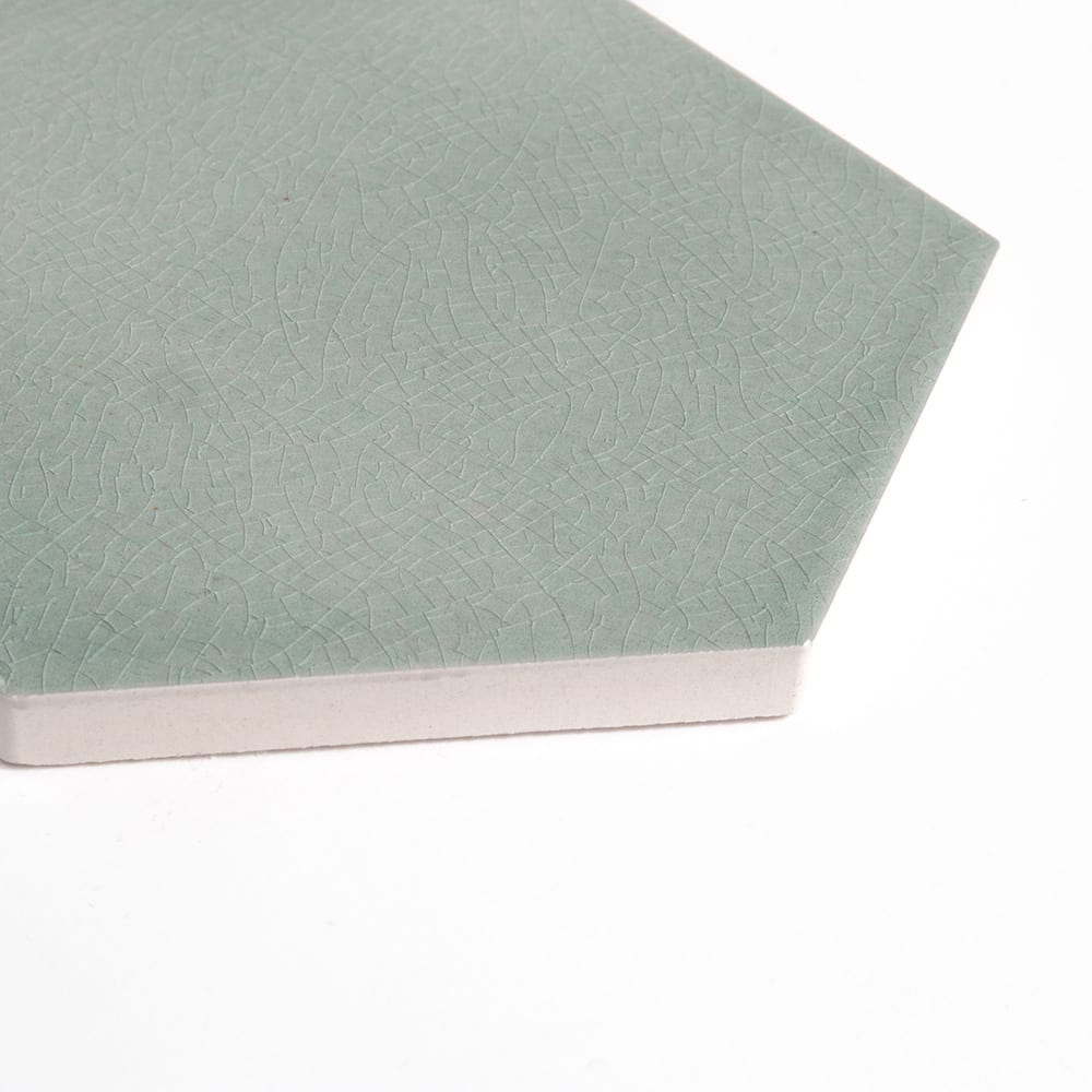 Verdant Crackled Hexagon 5 Ceramic Tile