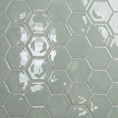 Verdant Crackled Hexagon 5 Ceramic Tile