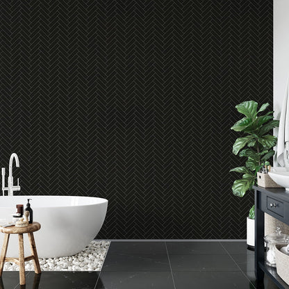 Noir Matte Herringbone Ceramic Mosaic