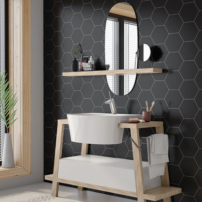 Noir Matte Hexagon Ceramic Tile