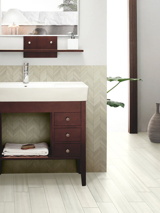 MSI Bianco Chevron Mosaic Porcelain Wall and Floor Tile 12"x15" - Watercolor Collection