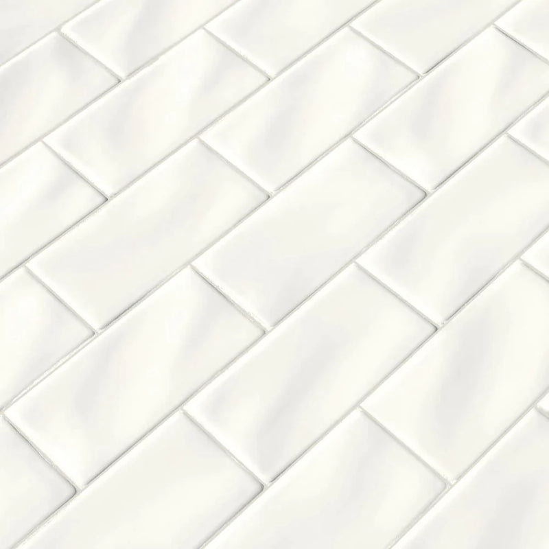 MSI Whisper White Glazed Handcrafted Polished Ceramic Subway Tile 3"x6"
