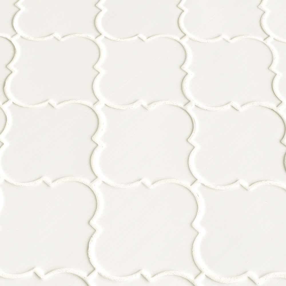 MSI Whisper White Arabesque Polished Ceramic Mosaic Wall Tile 10.83"x15.5"