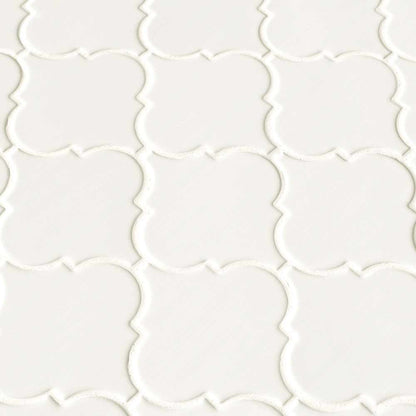 MSI Whisper White Arabesque Polished Ceramic Mosaic Wall Tile 10.83"x15.5"