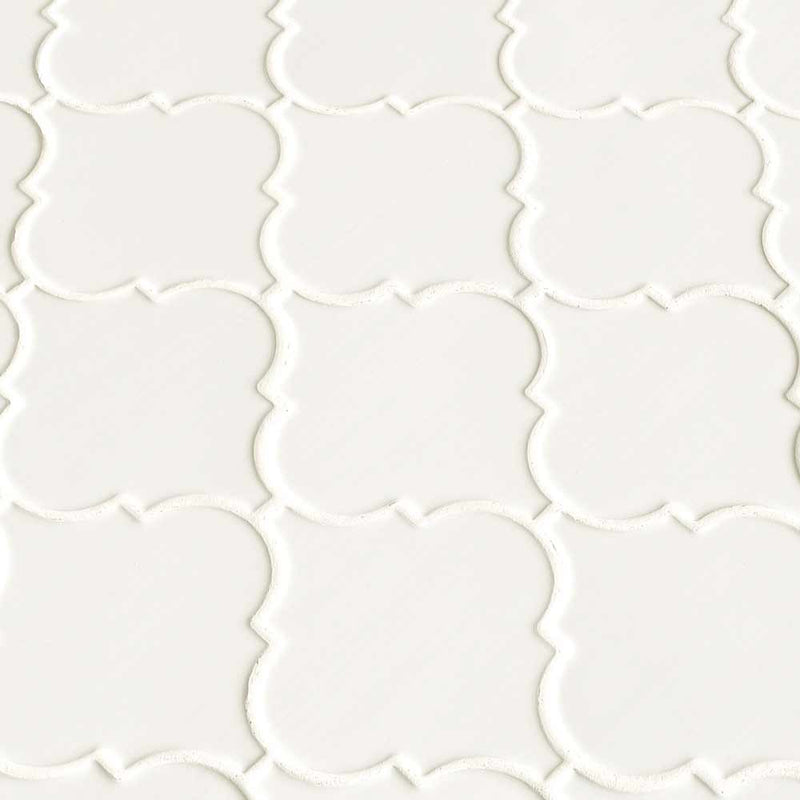 MSI Whisper White Arabesque Polished Ceramic Mosaic Wall Tile 10.83"x15.5"
