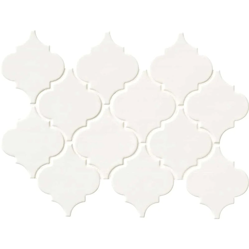 MSI Whisper White Arabesque Polished Ceramic Mosaic Wall Tile 10.83"x15.5"