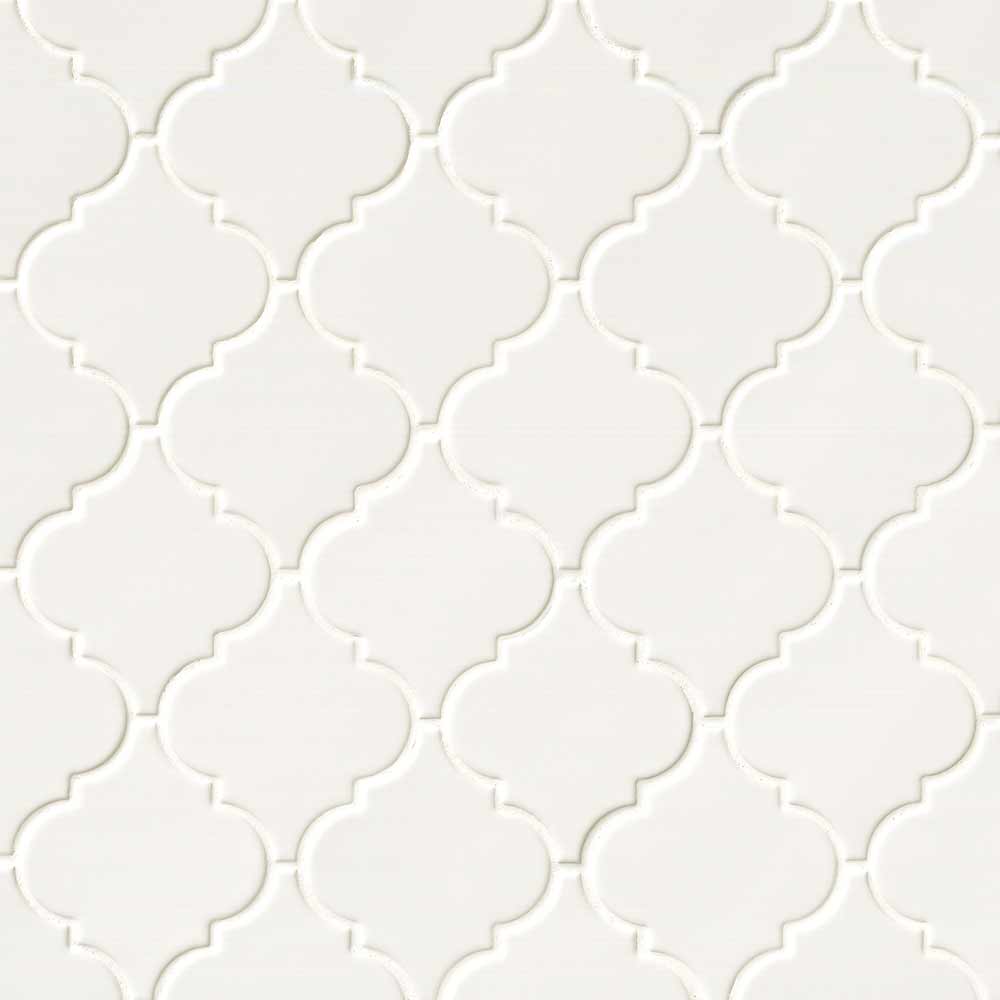 MSI Whisper White Arabesque Polished Ceramic Mosaic Wall Tile 10.83"x15.5"