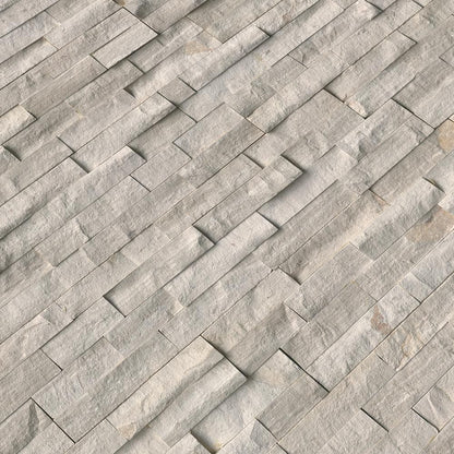 White oak splitface ledger panel 6X24 natural marble wall tile LPNLMWHIOAK624 product shot multiple tiles angle view