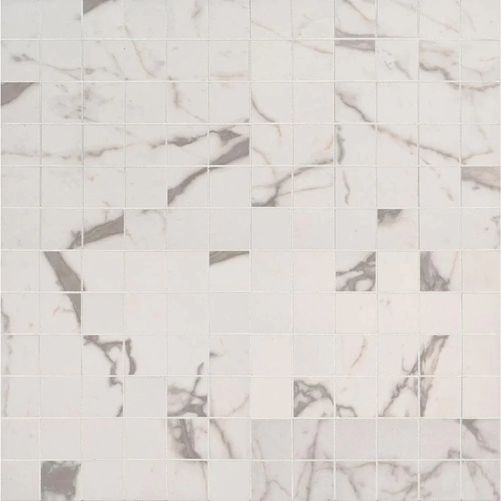 MSI White Vena Matte Ceramic Mosaic Wall and Floor Tile 2"x2"