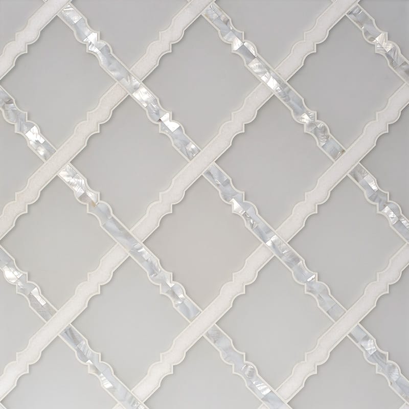 Thassos White, Pura Glass, White Mother Multi Finish Rita Marble Mosaic