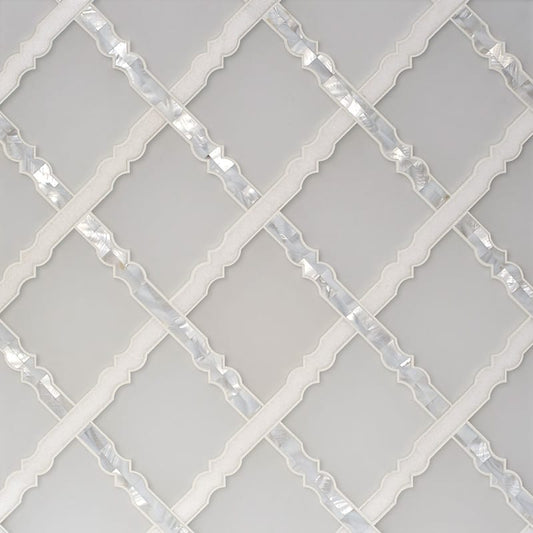 Thassos White, Pura Glass, White Mother Multi Finish Rita Marble Mosaic
