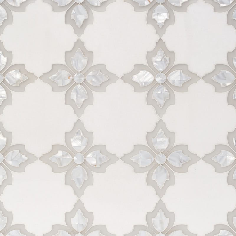 Thassos White, Pura Glass, White Mother Multi Finish Susanna Marble Mosaic