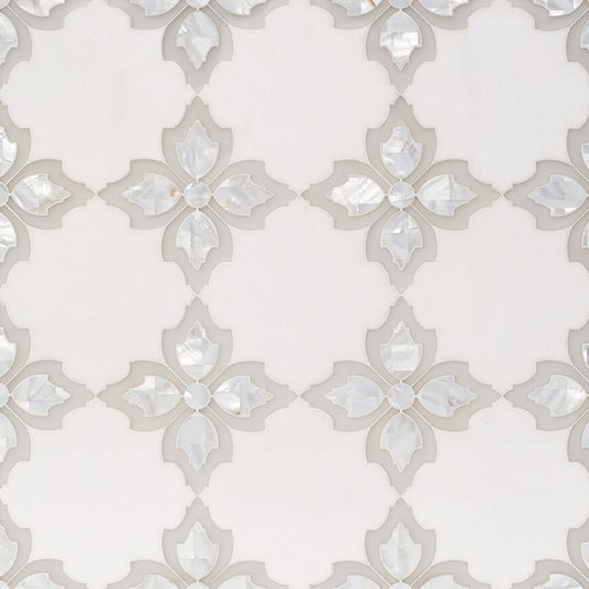 Thassos White, Pura Glass, White Mother Multi Finish Susanna Marble Mosaic