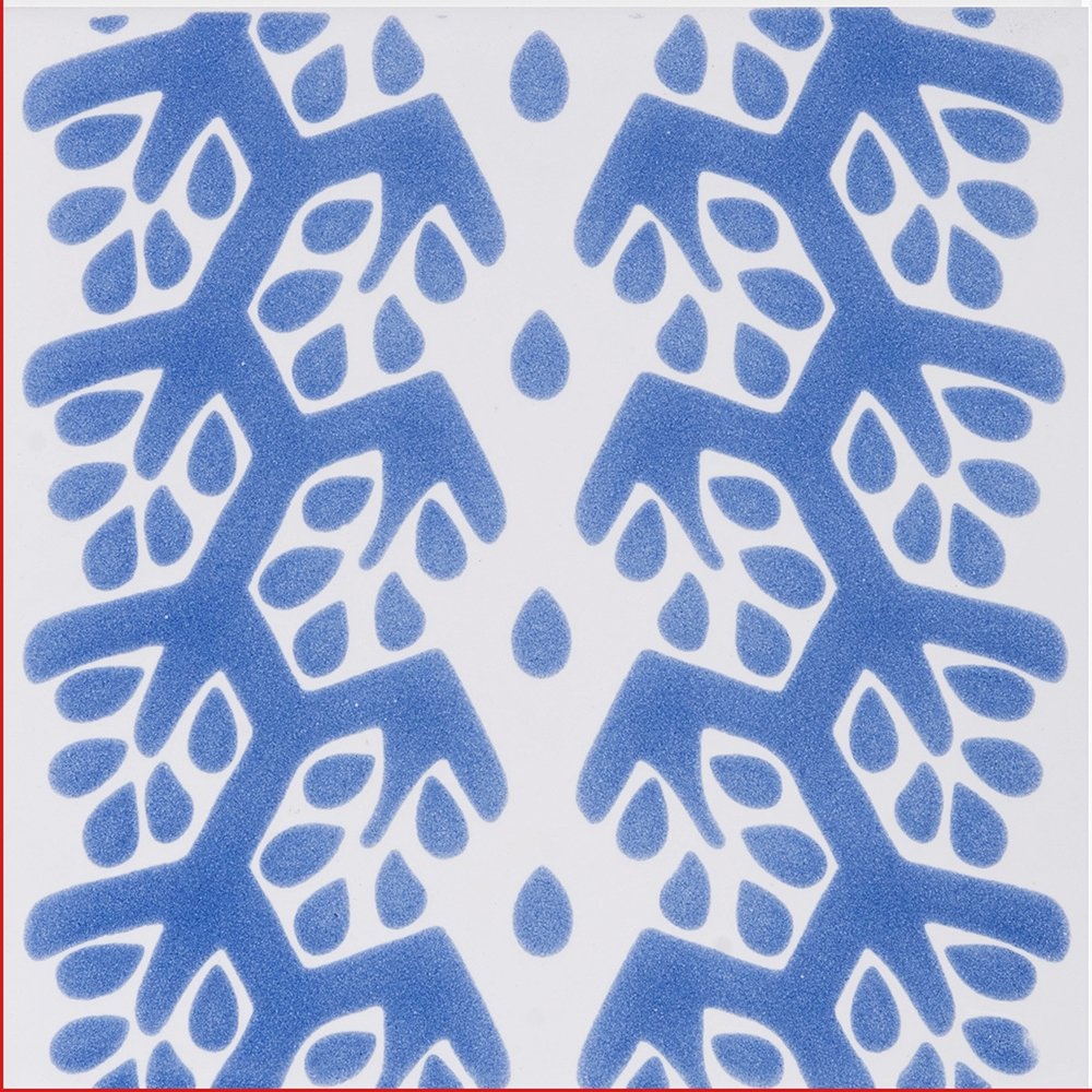 Snow White, Blue Glossy Cecil Stripe Ceramic Tile