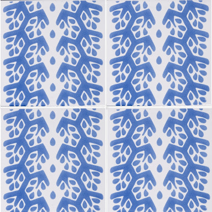 Snow White, Blue Glossy Cecil Stripe Ceramic Tile